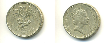 Великобритания 1 фунт 1985 Елизавета II (1952-2022) KM 941, Spink 4331 никель латунь 59-122