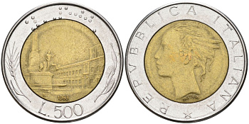 Италия 500 лир 1983 R, Квиринальский дворец KM 111 биметалл 27-322