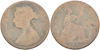 Великобритания 1/2 пенни 1888 Виктория (1837-1901) KM 754, Spink 3956 бронза 4543-1223