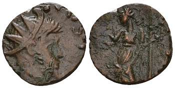 Римская Империя, императоры в Галлии антониниан 272 Тетрик, IMP C TETRICVS P F AVG, бюст императора / PAX AVG, Пация, персонификация Мира, локальная чеканка в Галлии RIC 100 биллон 1073-25-101