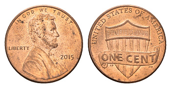 США 1 цент 2015 Линкольн KM 468 цинк плакированный медью 4674-731
