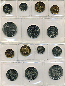 ЮАР набор из 7 монет 1986 в запайке, тираж 9100 экз. KM MS 23   UNC  3-4-1-16