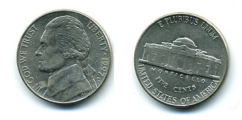 США 5 ЦЕНТОВ 1997 KM A192 медно-никель 4364-344