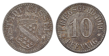 Кассель 10 пфеннигов 1919 Funck 78.5, Men05 4315.1, Men18 5479.1 железо 4636-818