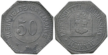 Ильменау (Саксен-Веймар-Айзенах) 50 пфеннигов 1917 Funck 226.1A, Men05 12157.1, Men18 15238.1 цинк 4566-1225