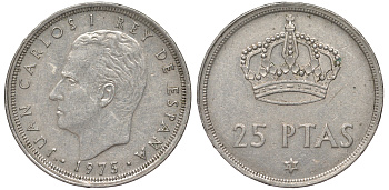 Испания 25 песет 1975 (78) Хуан Карлос I (1975-2014) KM 808 медно-никель 36-1041