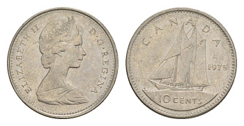 Канада 10 центов 1975 Елизавета II (1952-2022), парусник KM 77 никель 4630-824
