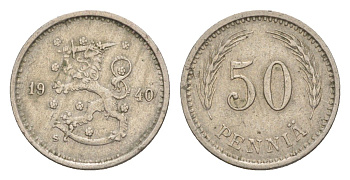 Финляндия 50 пенни 1940 KM 26 медно-никель 4636-428