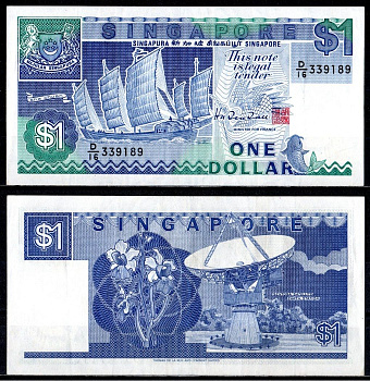 Сингапур 1 доллар 1987 Pick 18 b бумага 7376-26-2-2