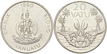 Вануату 20 вату 1990 KM 7 медно-никель UNC 4128-1142