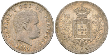 Португалия 500 реалов 1899 Карлуш I (1889-1908) KM 535 серебро 272-515