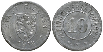 Гиссен (Гессен) 10 пфеннигов 1918 Funck 159.3, Men18 11265.3 железо 4588-665