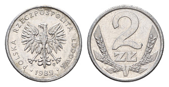 Польша 2 злотых 1989 Y 80.3 алюминий 4674-951