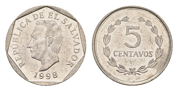 Сальвадор 5 сентаво 1998 KM 154b сталь плакированная никелем aUNC 4643-751