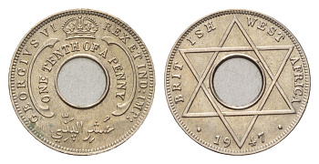 Британская Западная Африка 1/10 пенни 1947 KM 20 медно-никель UNC 4655-325