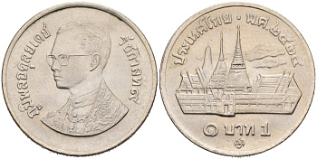 Таиланд 1 бат 1982 ВЕ2525, Рама IX (1946-2016), королевский дворец KM 159.1 медно-никель UNC 4561-423