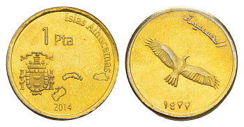 Острова Алусемас (Испания) 1 песета 2014 латунь UNC 4644-1013