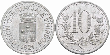 Франция 10 сантимов 1921 союз коммерсантов Ирсона алюминий 4383-257