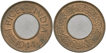 Британская Индия 1 пайс 1944 Георг VI (1936-1952) KM 533 бронза 33-1044