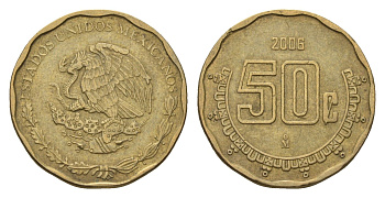 Мексика 50 сентаво 2006 KM 549 алюминиевая бронза 4697-543