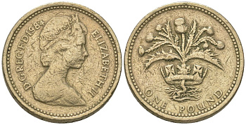 Великобритания 1 фунт 1984 Елизавета II (1952-2022) KM 934, Spink 4222 никель латунь 4606-1224