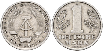 ГДР 1 марка 1956 A KM 13 алюминий 175-625