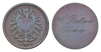 Германия жетон на 2 пфеннига ND (1873-1877) KM 2 медь 4636-1029
