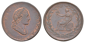 Великобритания 1/2 пенни 1811 Георг III (1760-1820), Любовь к Родине побеждает, рубчатый гурт, Британская медная компания, токен Withers 590 медь 3711-231