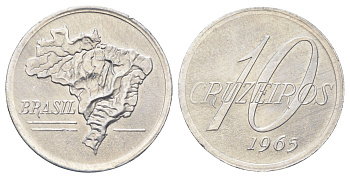 Бразилия 10 крузейро 1965 KM 572 алюминий UNC 4646-735