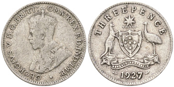 Австралия 3 пенса 1927 Георг V (1910-1936) KM 24 серебро 4621-1141