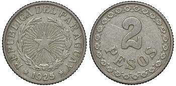 ПАРАГВАЙ 2 ПЕСО 1925 ГОД ТИП KM 14 медно-никель 72-1235