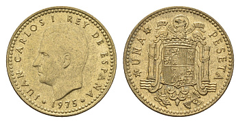 Испания 1 песета 1975 (78) Хуан Карлос I (1975-2014) KM 806 алюминиевая бронза 4627-358