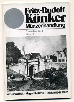 ФРИТЦ-РУДОЛЬФ КЮНКЕР КАТАЛОГ ФИКСИРОВАННЫХ ПРОДАЖ (LAGERKATALOG) 1974 ДЕКАБРЬ, № 17 00-01-01-13