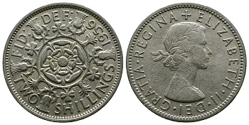 Великобритания 2 шиллинга (флорин) 1956 Елизавета II (1952-2022) KM 906, Spink 4146 медно-никель 4607-931