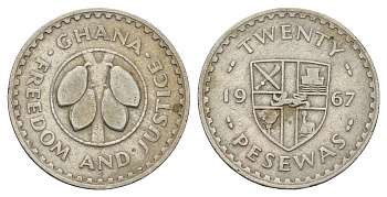 Гана 20 песев 1967 KM 17 медно-никель 117-1152