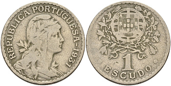 ПОРТУГАЛИЯ 1 ЭСКУДО 1931 KM 578 медно-никель 4563-1022