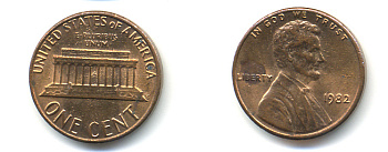 США 1 ЦЕНТ 1982 ЛИНКОЛЬН KM 201 медь цинк UNC 89-517