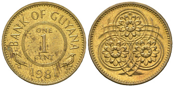 Гайана 1 цент 1981 KM 31 никель латунь 4124-357