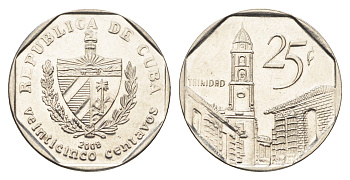 Куба 25 сентаво 2008 площадь в Тринидаде KM 577 сталь плакированная никелем 4663-332