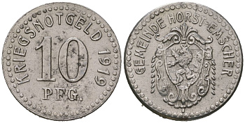Хорст-Эмшер (Пруссия, Вестфалия) 10 пфеннингов 1919 Funck 223.3, Men18 15049.3 железо 4164-319