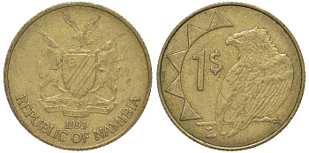 Намибия 1 доллар 1993 орел KM 4 латунь 4163-1051