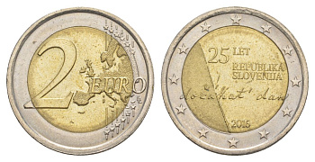Словения 2 евро 2016 25 лет Независимости KM 126 биметалл UNC 4633-1041
