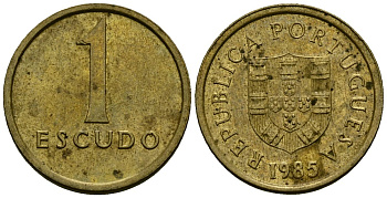 Португалия 1 эскудо 1985 KM 614 никель латунь 4164-1133