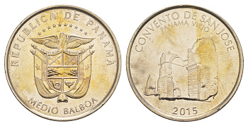 Панама 1/2 бальбоа (50 сентесимо) 2015 Монастырь Сан-Хосе KM 146 медь плакированная медно-никелем UNC 4645-245