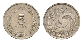 Сингапур 5 центов 1967 KM 2 медно-никель 4640-552