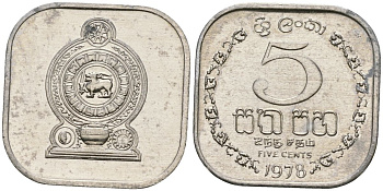 Шри-Ланка 5 центов 1978 KM 139a алюминий 4136-633