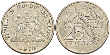 Тринидад и Тобаго 25 центов 1978 цветок дикая пуансеттия KM 32 медно-никель    4594-1227