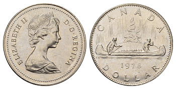Канада 1 доллар 1978 Елизавета II (1952-2022), каноэ KM 120.1 никель 59-226