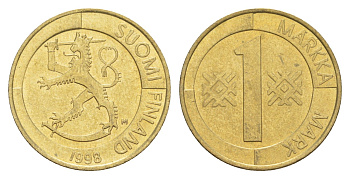 Финляндия 1 марка 1998 KM 76 алюминиевая бронза 4648-616