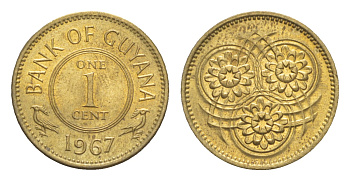 Гайана 1 цент 1967 Республика KM 31 никель латунь UNC 4659-517
